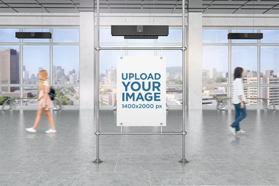 Mockup of a Poster in a Public Corridor