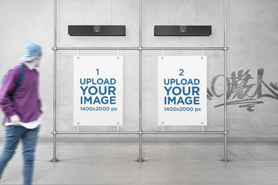 Mockup of Two Posters in an Urban Gallery