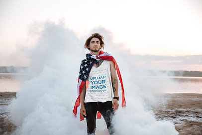 Tank Top Mockup of a Man with an American Flag 34202-r-el2