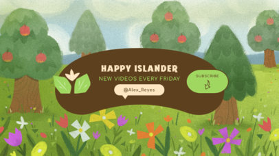 YouTube Banner Creator Featuring an Animal Crossing-Inspired Illustrated Landscape 2543e