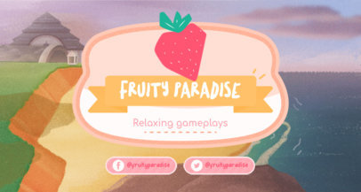 Twitch Banner Template with an Animal Crossing-Inspired Strawberry Graphic 2542a