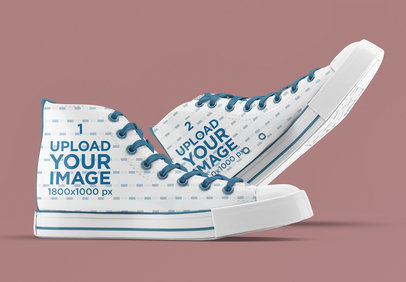 Mockup of a Pair of Canvas Sneakers with a Plain Background 