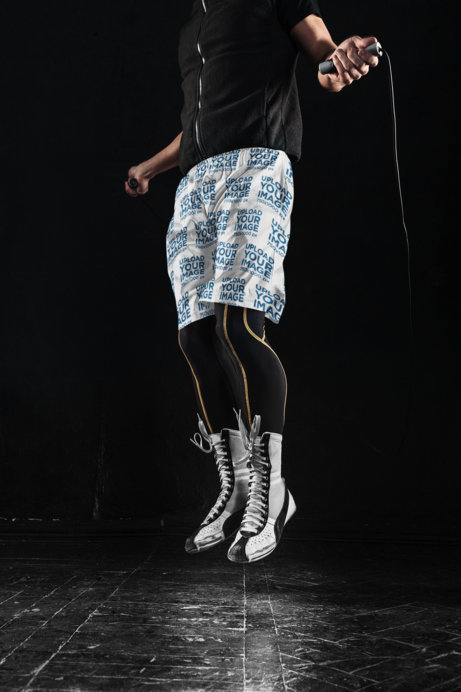 Placeit - Shorts Mockup of a Boxer Training Jump Rope