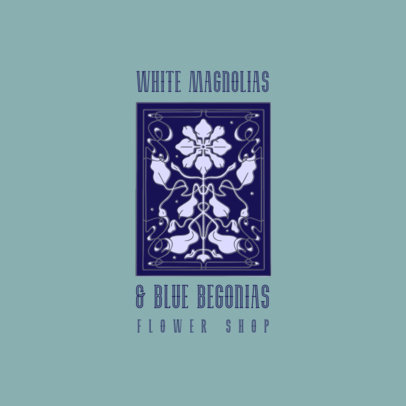 Nursery Garden Logo Maker with a Flower Painting Inspired by Art Nouveau 3281d