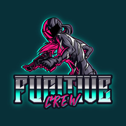 Retro-Futuristic Logo Template with a Female Shooter