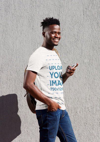 Mockup of a College Student Wearing a T-Shirt 