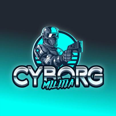 Retro-Futuristic Logo Generator Featuring a Cyborg Soldier Clipart 