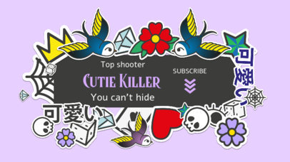 YouTube Banner Template with a Kawaii Theme for a Girly Gamer 2536g