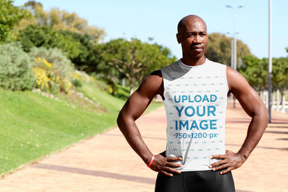 Tank Top Mockup of a Man Working Out on a Sunny Day 34799-r-el2