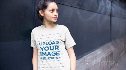T-Shirt Video of a Young Woman Smiling to the Camera