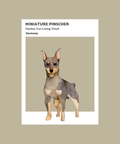 Pet-Themed T-Shirt Design Template with a Pinscher Illustration 1529c-el1