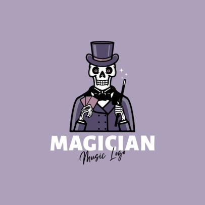 Cartoonish Logo Maker for a Musician Featuring a Magician Skeleton