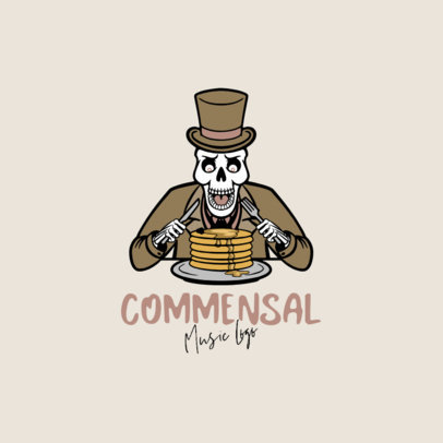 Musician Logo Maker Featuring a Skeleton Eating Pancakes