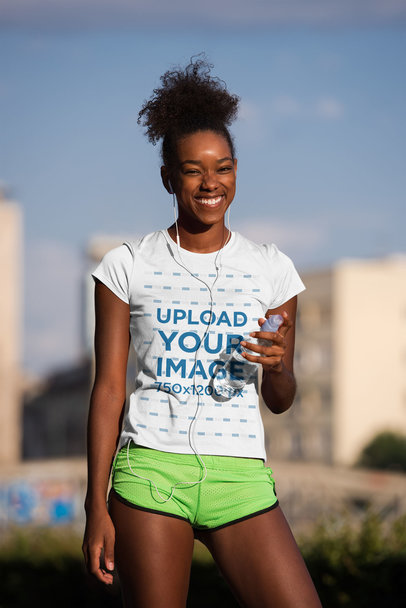 Jersey Mockup of a Jogger with Headphones Posing on the Street 34374-r-el2