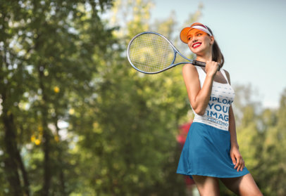 Tank Top Mockup of a Woman with a Tennis Racket 