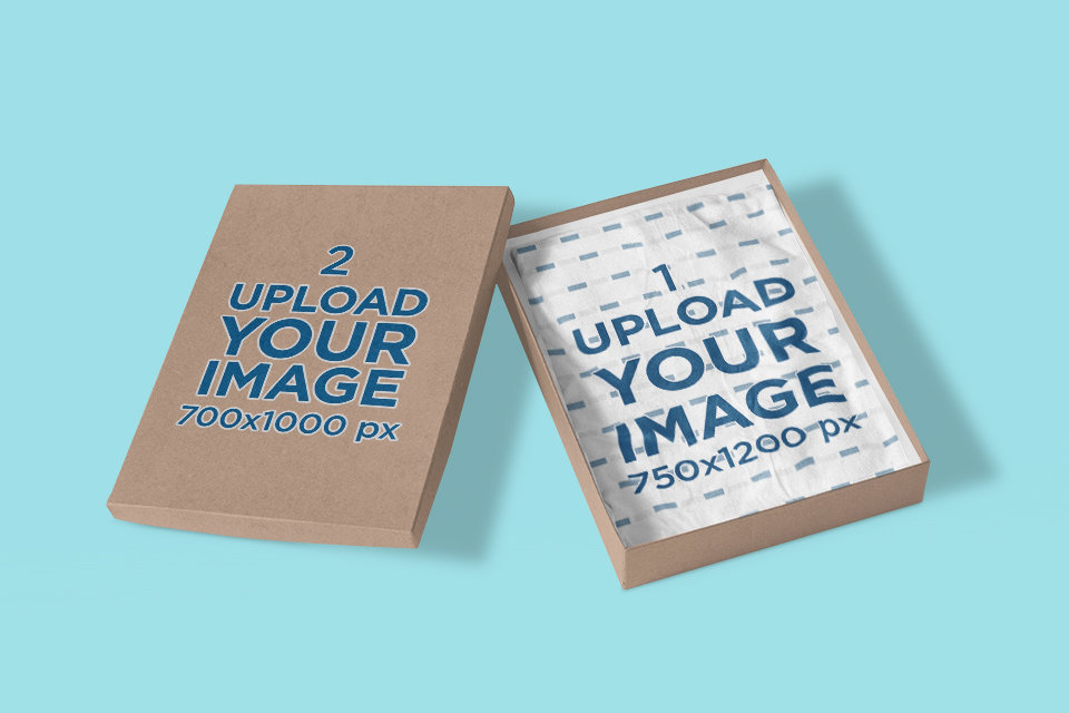 Mockup of a Folded T-Shirt Inside a Cardboard Box 
