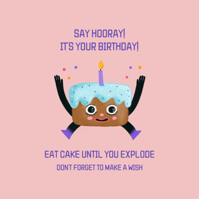 Facebook Post Maker with a Cartoonish Birthday Cake Character