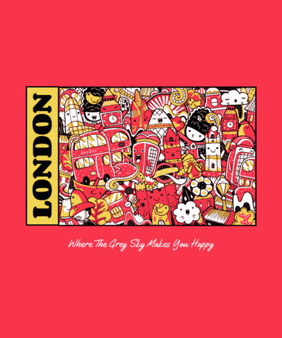 Doodle T-Shirt Design Maker with a Cute Pattern of London