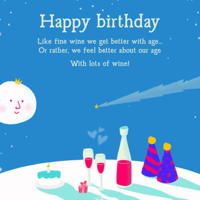 Birthday-Themed Instagram Post Creator Featuring a Wine Quote