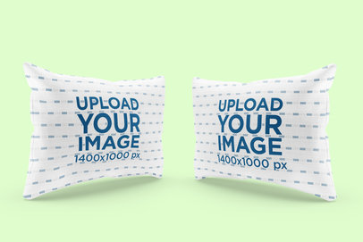Mockup Featuring Two Customizable Pillows Against a Plain Color Backdrop 3254-el1