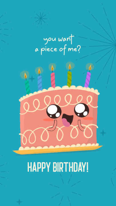 Instagram Story Template Featuring a Smiling Birthday Cake Graphic