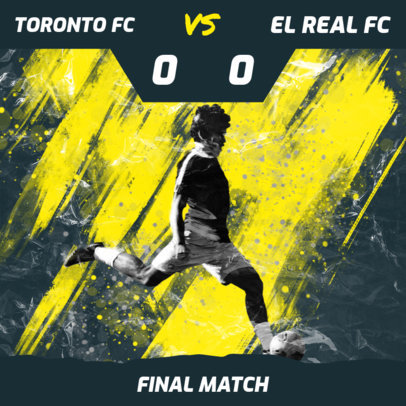 Instagram Post Generator with a Grunge-Style Soccer Illustration