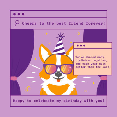 Instagram Post Template to Celebrate a Friend's B-Day