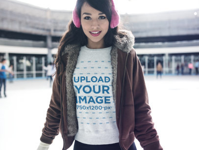 Crewneck Mockup Template of a Pretty Girl Ice Skating a13248
