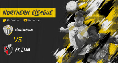 Twitch Banner Template Featuring Soccer Grunge-Style Illustrations