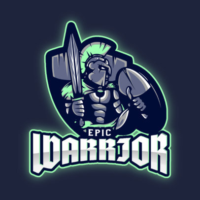 Gaming Logo Template Featuring a Fighting Spartan Warrior