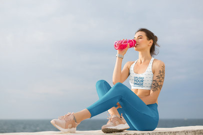 Mockup of a Fit Woman Wearing a Sports Bra