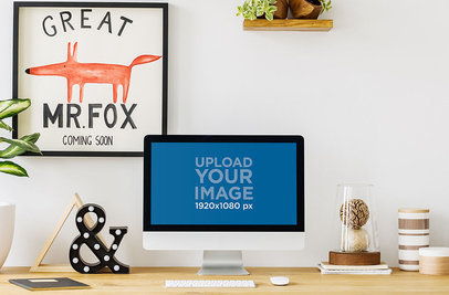 iMac Mockup Featuring a Home Office Setting