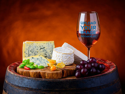Mockup of a Wine Glass by a Cheeseboard 36598-r-el2