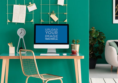 Mockup of an iMac in a Neat Home Office