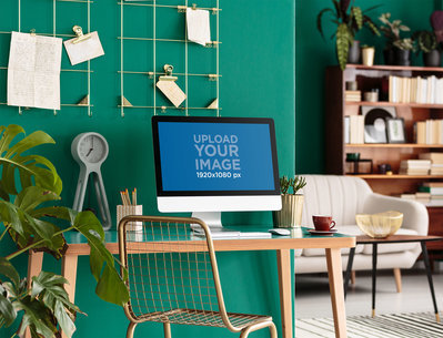 Mockup of an iMac Placed on a Home Desk