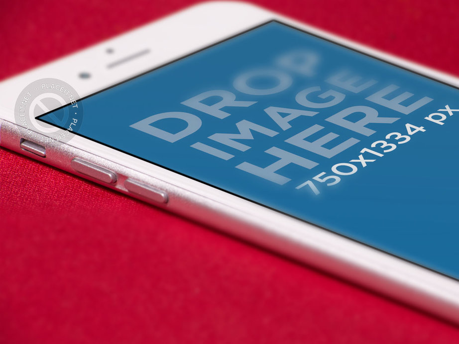 iPhone Angled Close Up Mockup Lying Over a Red Surface