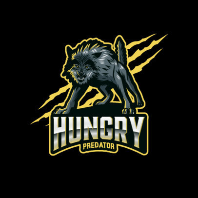 Illustrated Gaming Logo Template with a Wolf Graphic