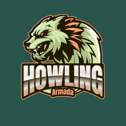 Illustrated Logo Template for Gamers with a Wolf Icon 3291l