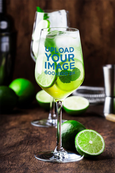 Mockup of a Wine Glass with a Mojito 36706-r-el2