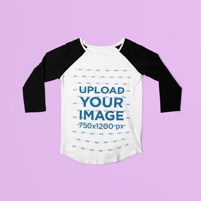 Mockup of a Raglan Three-Quarter Sleeve Tee Placed on a Colored Surface