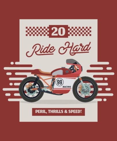 T-Shirt Design Template Featuring a Cool Red Motorcycle 1716c-el1