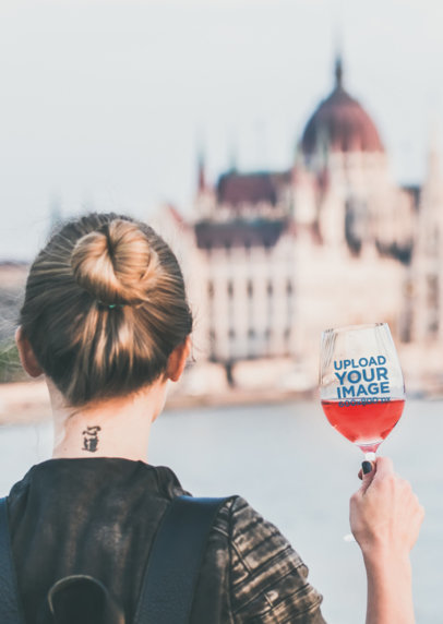 Wine Glass Mockup of a Woman Traveling 36831-r-el2