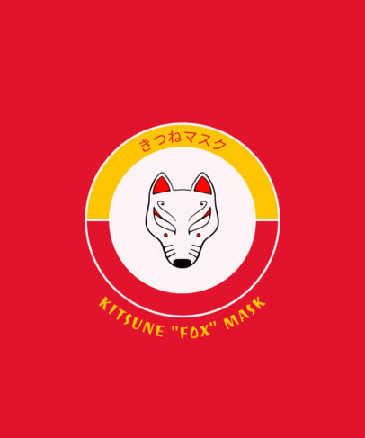 Japanese T-Shirt Design Maker with a Fox Mask Graphic
