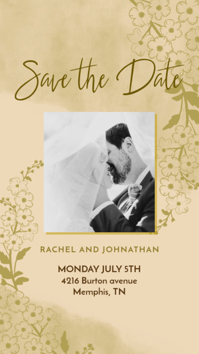 Instagram Story Generator for a Save the Date Announcement Featuring Floral Illustrations 
