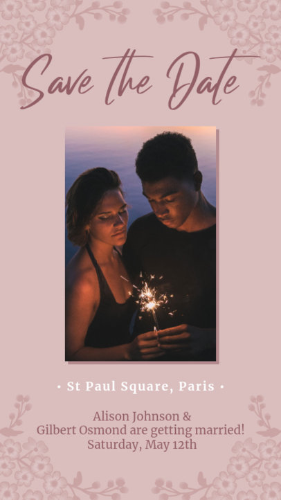 Save the Date Instagram Story Maker Featuring Illustrated Flowers 