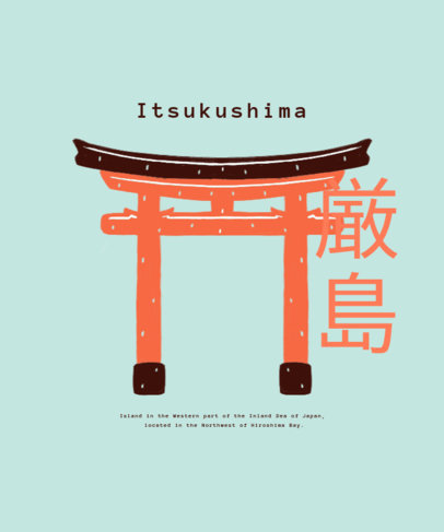 T-Shirt Design Template an Emblematic Japanese Temple's Gate