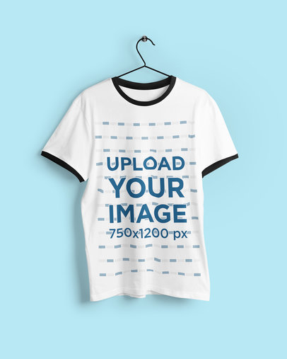 Mockup of a Ringer T-Shirt on a Metal Hanger 4388-el1