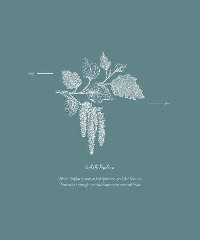 Botanical T-Shirt Design Template Featuring a Vintage Engraved Illustration 