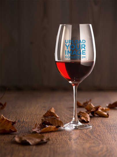 Wine Glass Mockup Featuring Dried Leaves 36905-r-el2