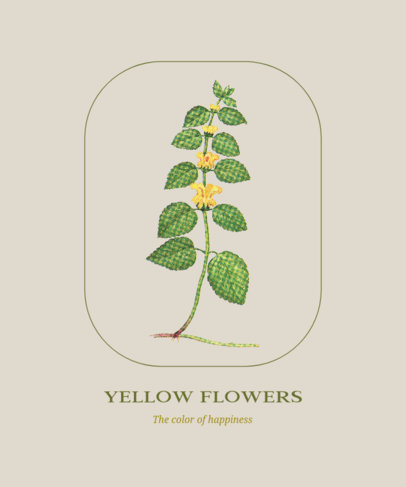 Minimal T-Shirt Design Generator Featuring an Illustrated  Plant With Flowers 
